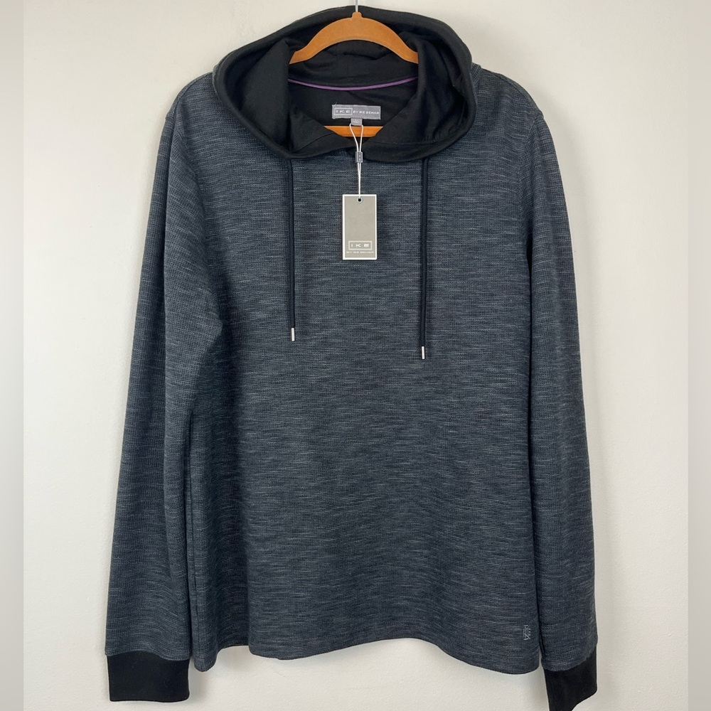 NWT Ike By Ike Behar Waffle Knit LARGE Thermal Pullover Hoodie Sweatshirt